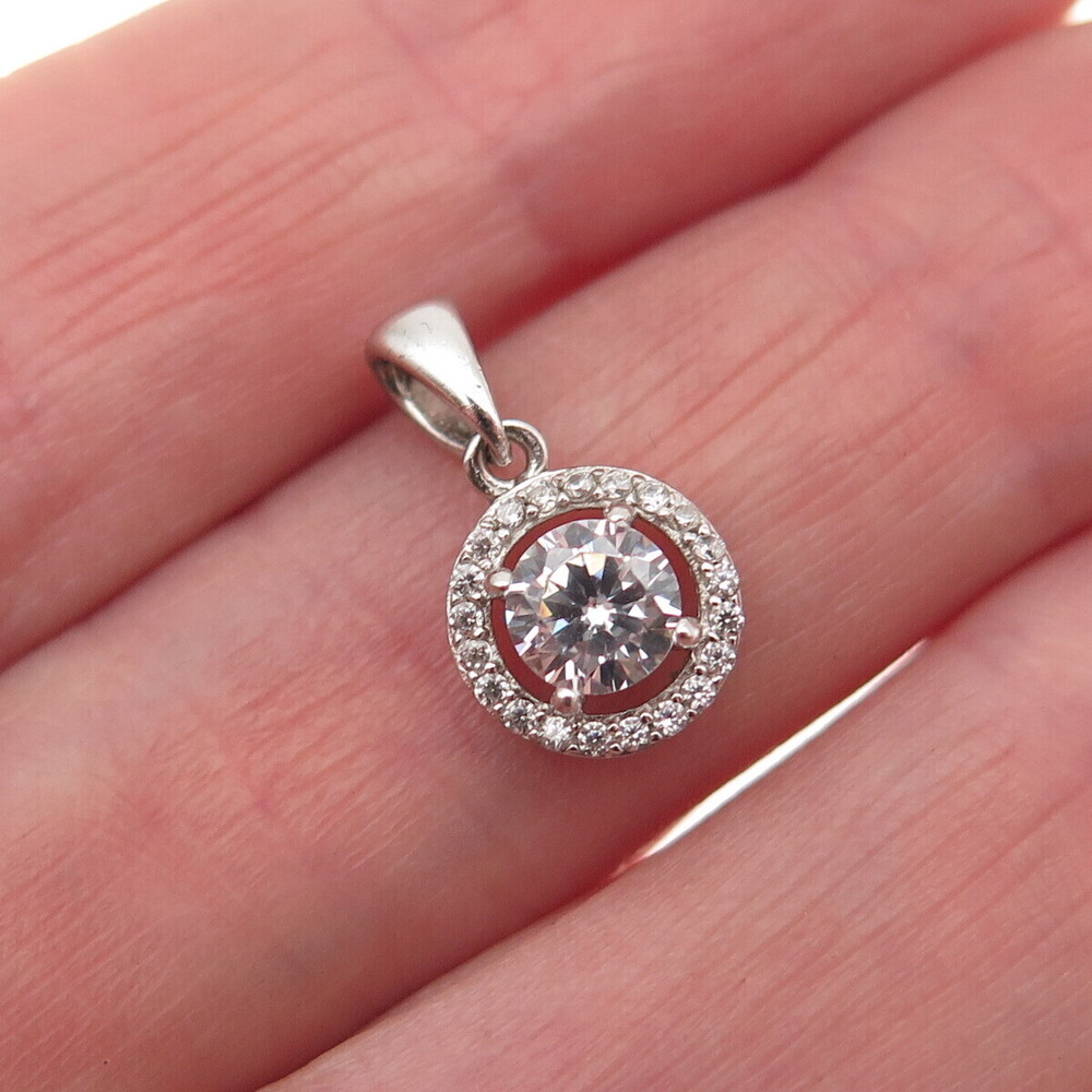 925 Sterling Silver Round-Cut C Z Mini Charm Pendant